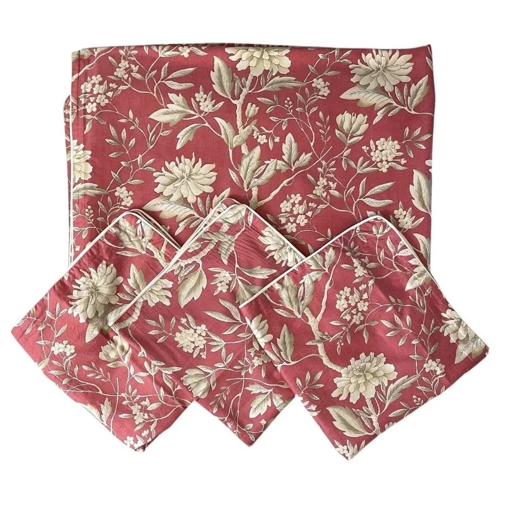 Ralph Lauren Duvet Cover Full Queen Cotton Chinoiserie 4pc villa camelia 3 shams